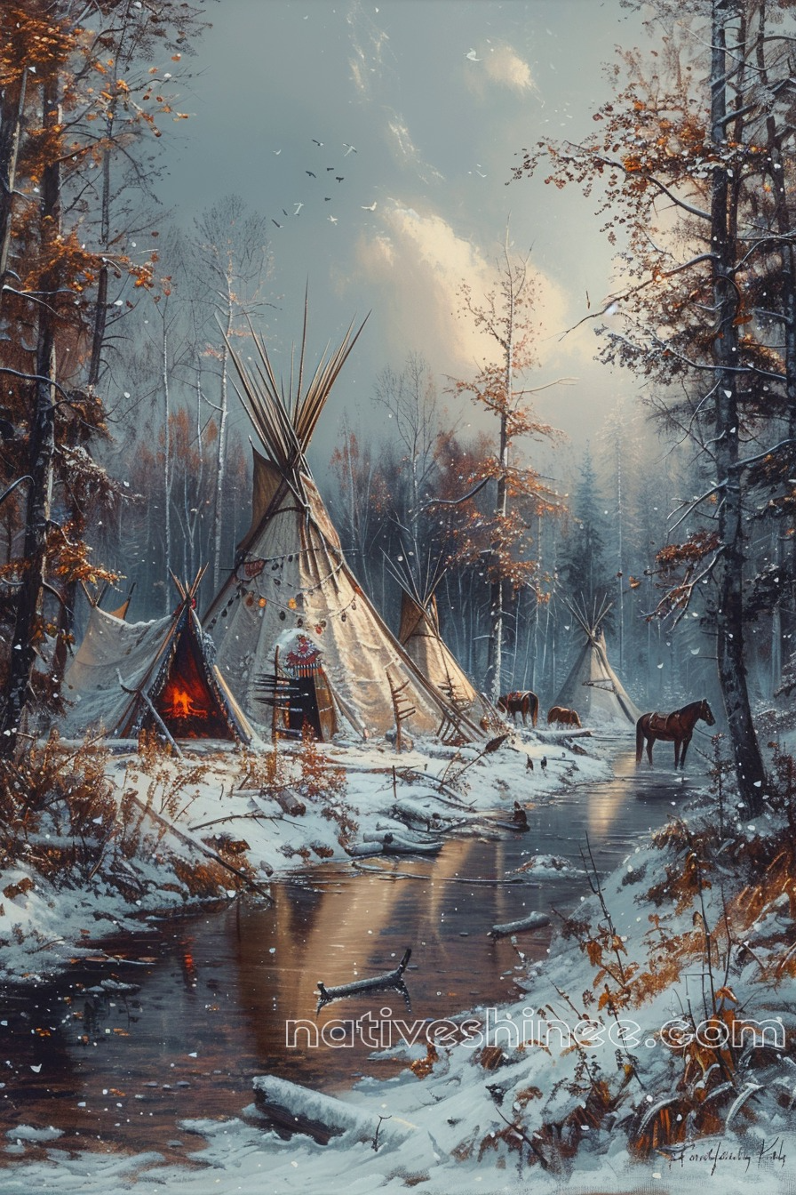 Native Tranquility in Winter Native American Canvas