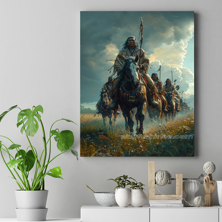 Warriors of the Plains on Horseback Native American Canvas