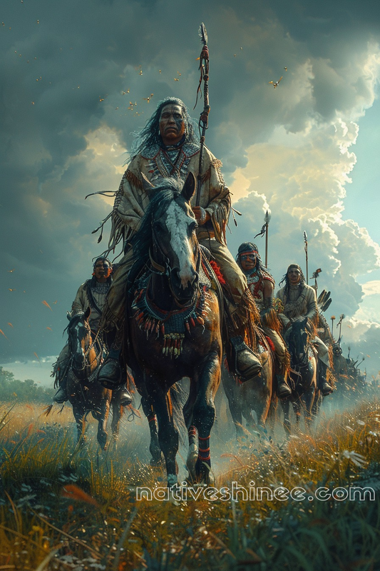 Warriors of the Plains on Horseback Native American Canvas