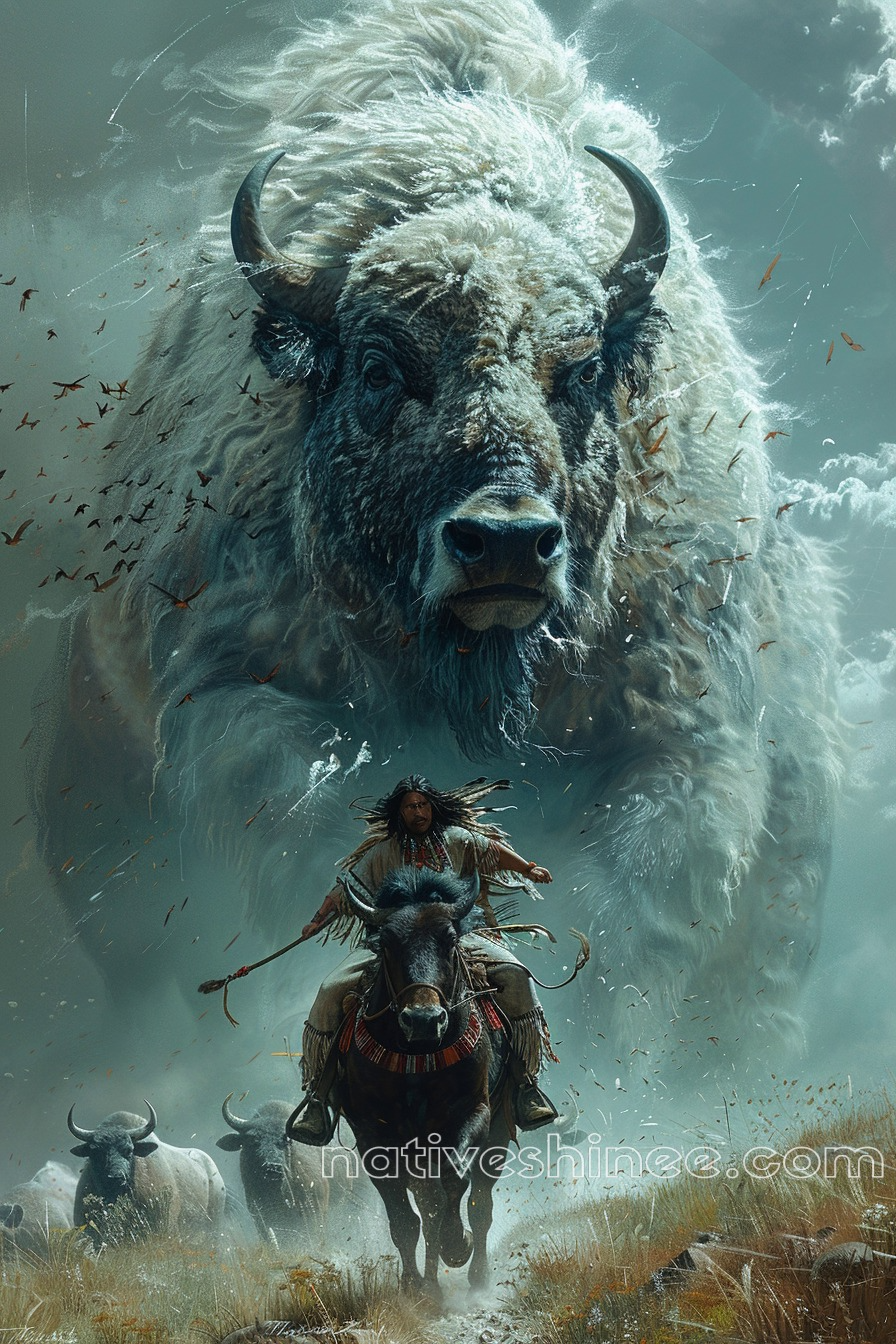 Rider and the Majestic Bison Native American Canvas