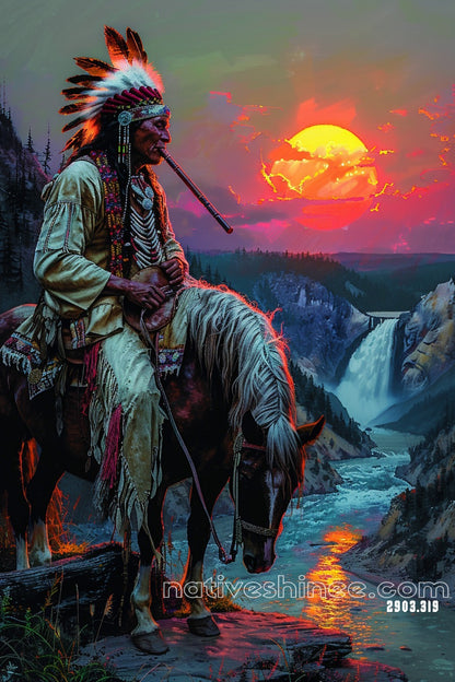 Sunset Peace Pipe Reverie Canvas