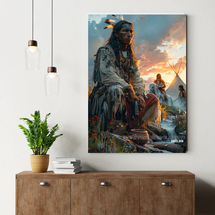 Warrior's Sunset Vigil Canvas