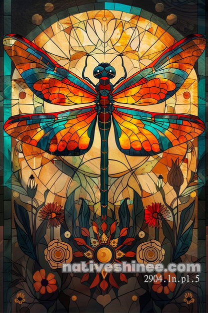 Dragonfly Stained Glass Canvas