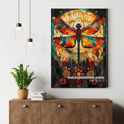 Dragonfly Stained Glass Canvas