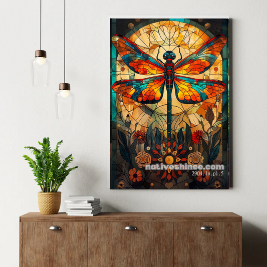 Dragonfly Stained Glass Canvas