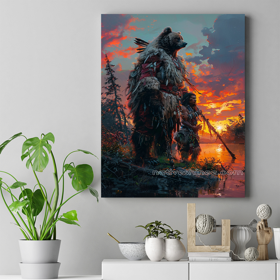 Guardians of the Sacred Sunset Native American Canvas