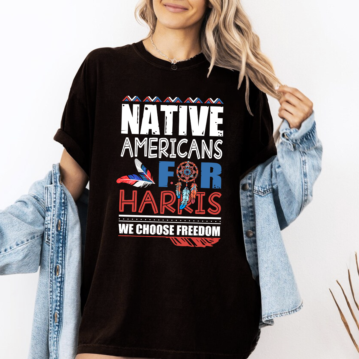 Native Americans For Harris We Choose Freedom Unisex T-Shirt