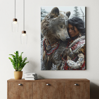 Embrace of the Snow Wolf Canvas