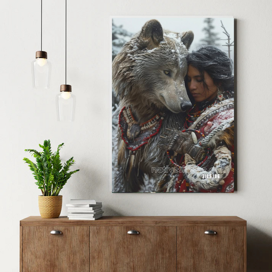 Embrace of the Snow Wolf Canvas