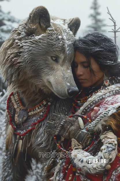 Embrace of the Snow Wolf Canvas