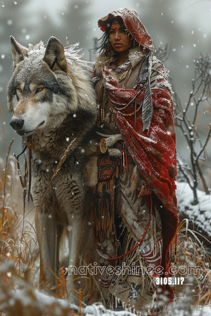 Winter Wanderer and Wolf Ally Canvas