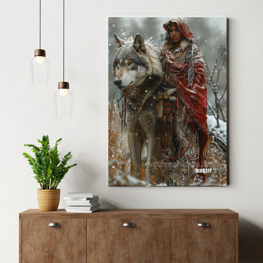 Winter Wanderer and Wolf Ally Canvas