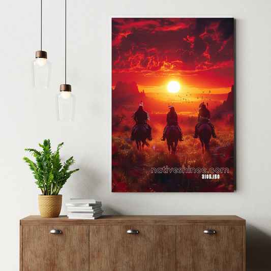 Crimson Horizon Riders Canvas