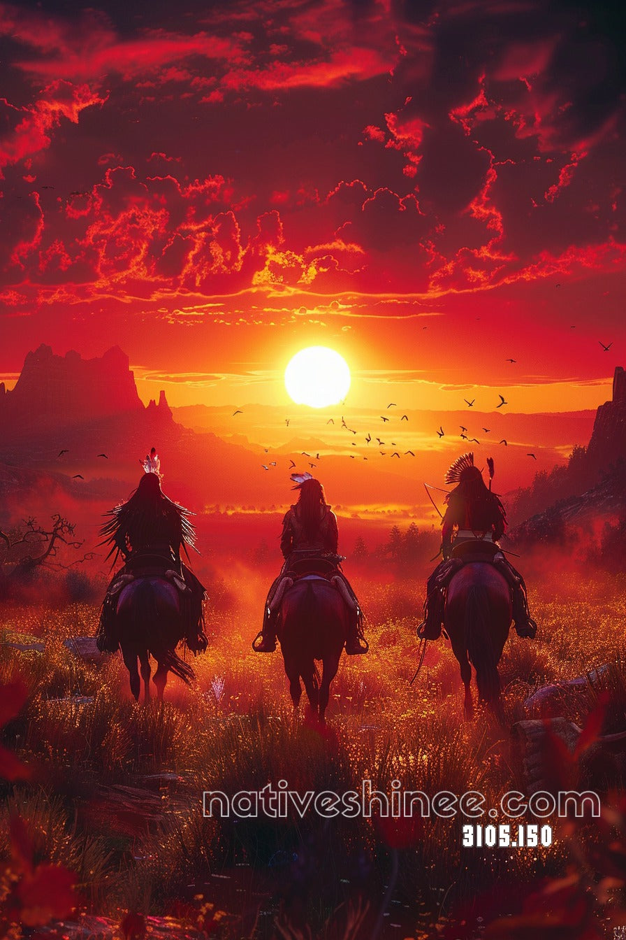 Crimson Horizon Riders Canvas