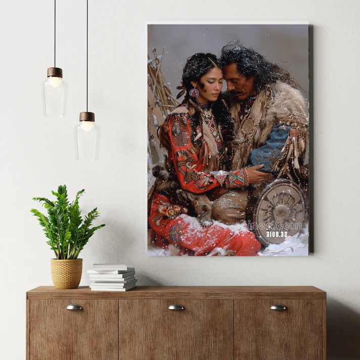 Winter Love Embrace Canvas