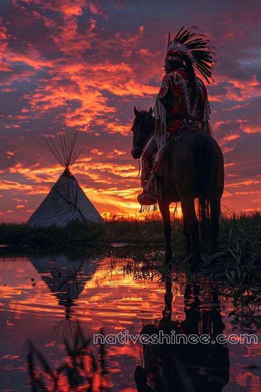 Embrace of the Evening Sky Native American Horse Canvas VA