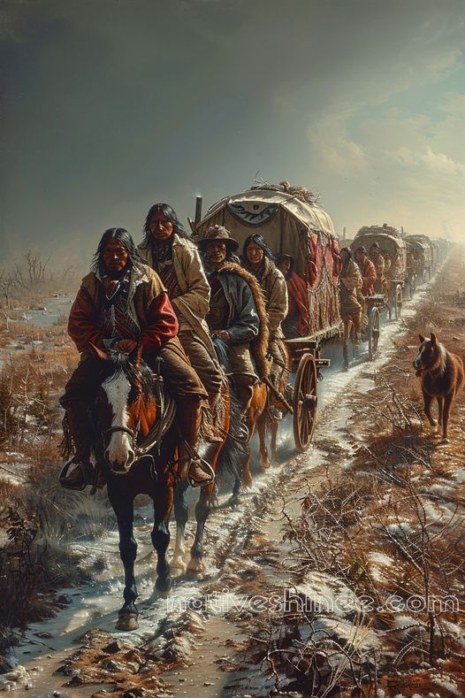 Wagon Trail of Hope Native American Horse Canvas VA