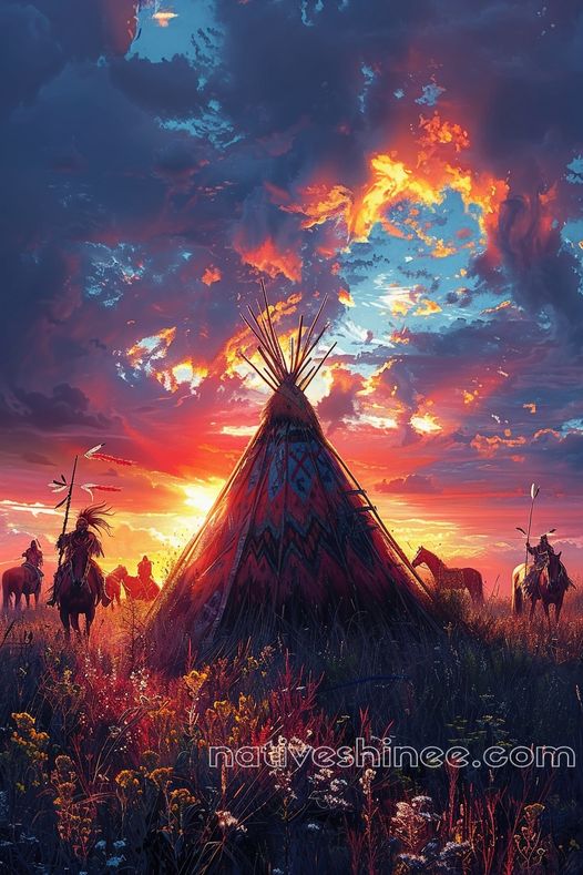 Teepee of the Setting Sun Native American Canvas VA – NativeShinee