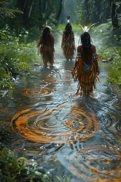 The Story In The Rain Native American Canvas