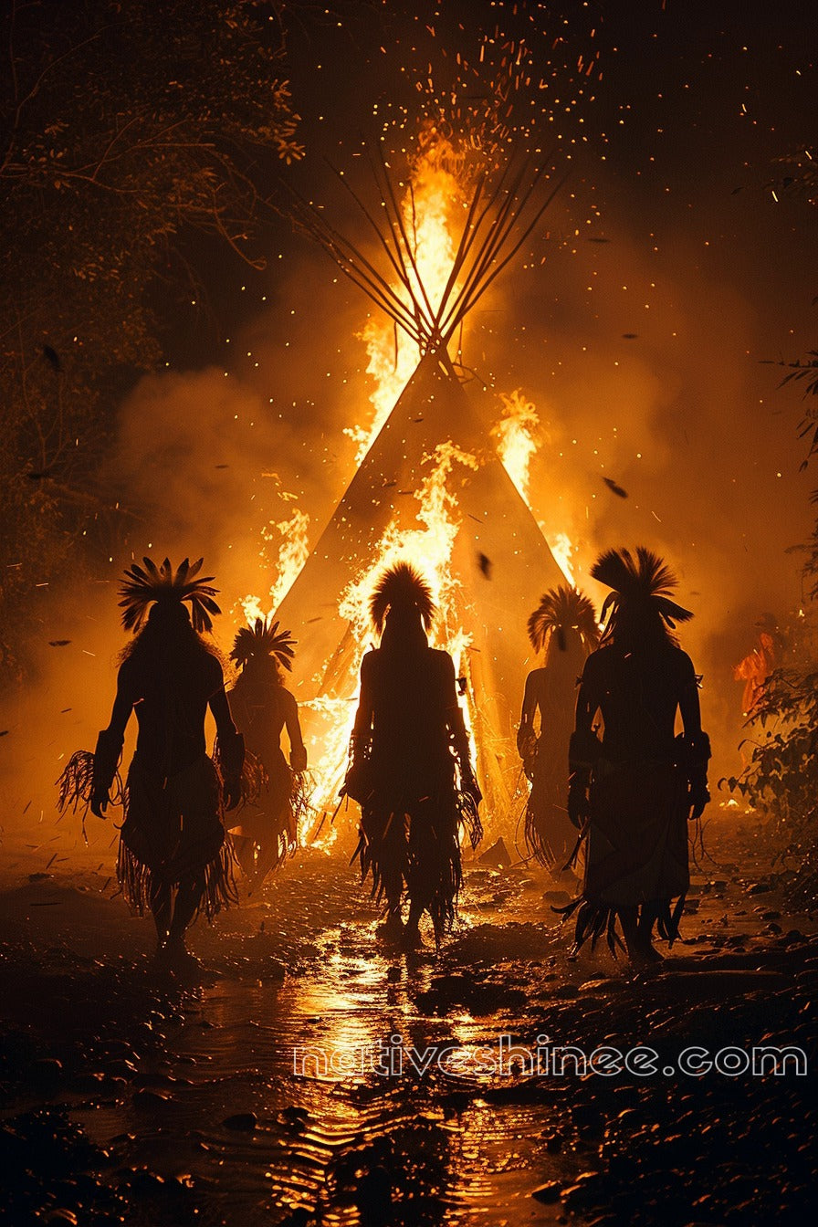 Night of the Flame: Native American Canvas