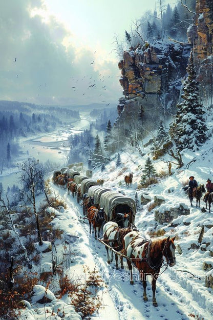 Journey Through the Winter Pass Native American Canvas VA