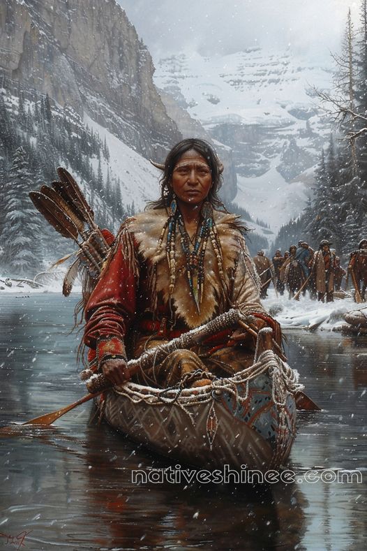 Journey of the Frozen River Native American Canvas VA