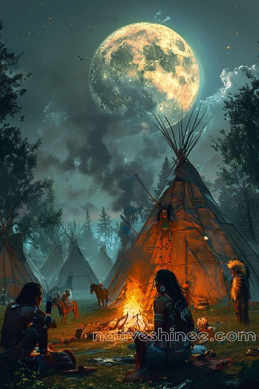 Whispers of the Full Moon Native American Canvas VA