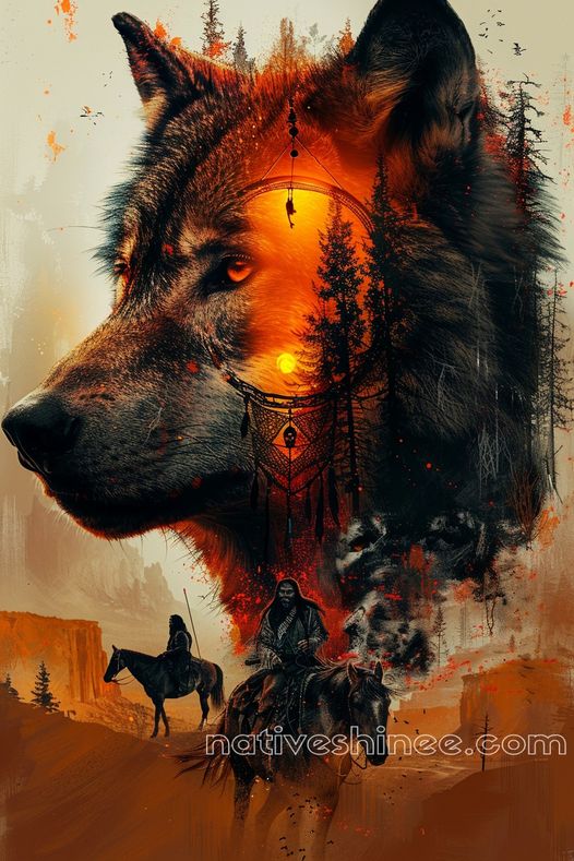 Wolf’s Spirit Horizon Native American Canvas VA