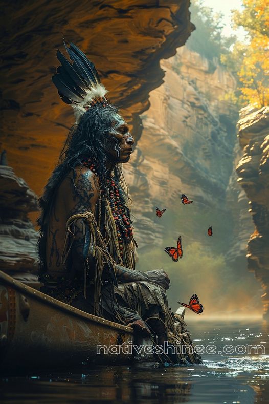 Silent Reflections: The Butterfly's Whisper Native American Canvas VA