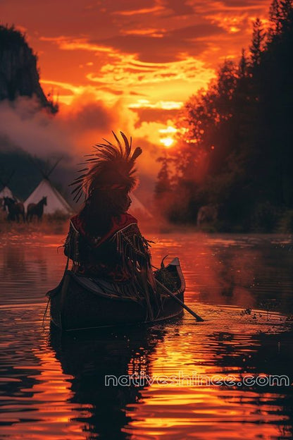 Silent Passage at Sunset Native American Canvas VA