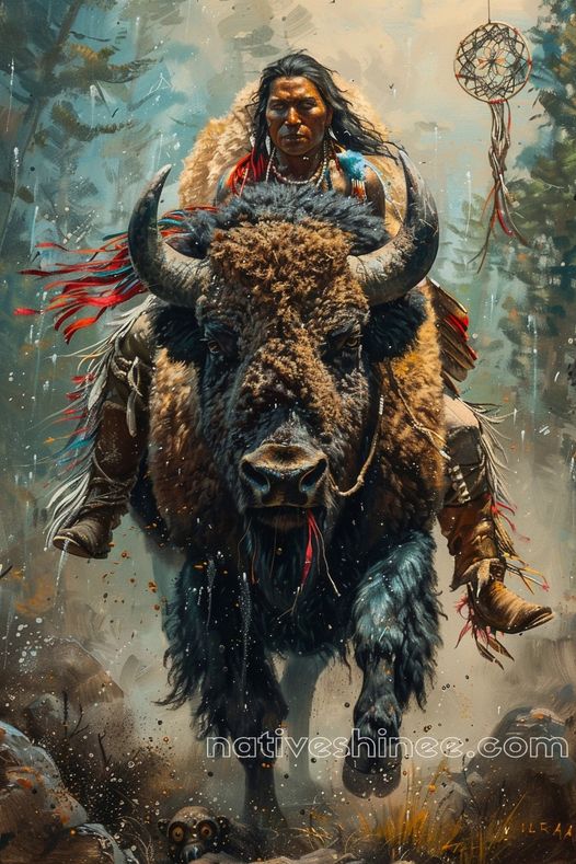 Ride of the Great Bison Native American Canvas VA