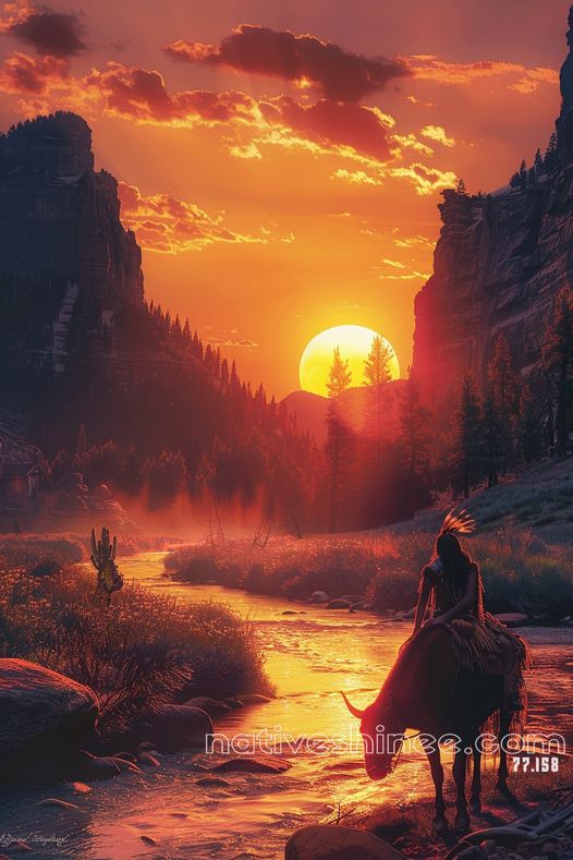 Sunset Journey in the Canyon Native American Canvas VA