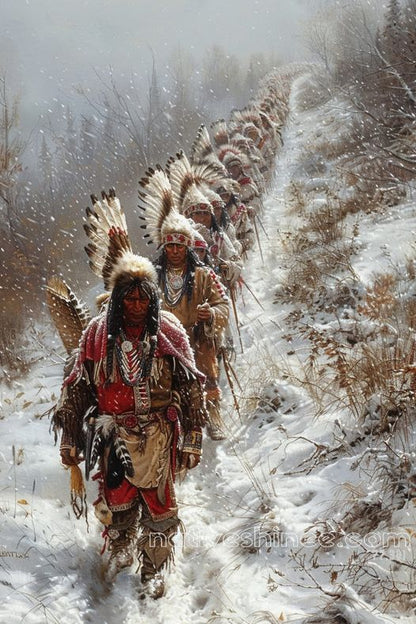 Warriors of the Snow Trail Native American Canvas VA