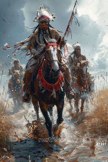 Charging with the Spirit of Thunder Native American Canvas VA