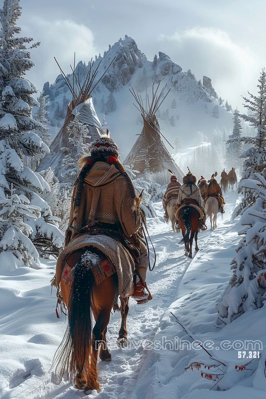 Journey to the Snowy Homestead Native American Canvas VA