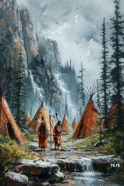 The Guardians of the Falls Native American Canvas VA