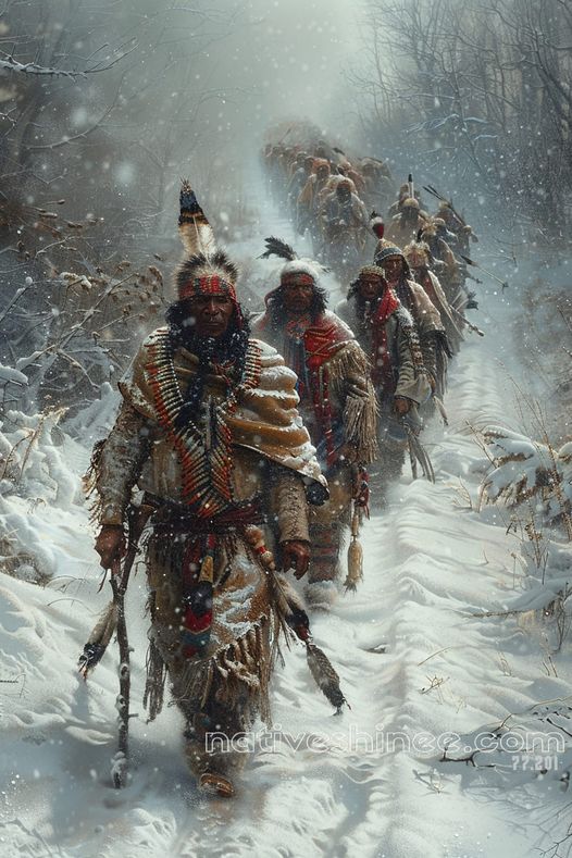 Enduring the Winter March Native American Canvas VA