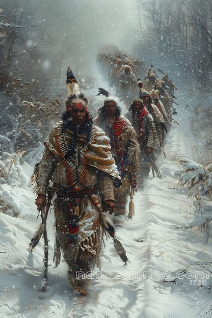 Enduring the Winter March Native American Canvas VA