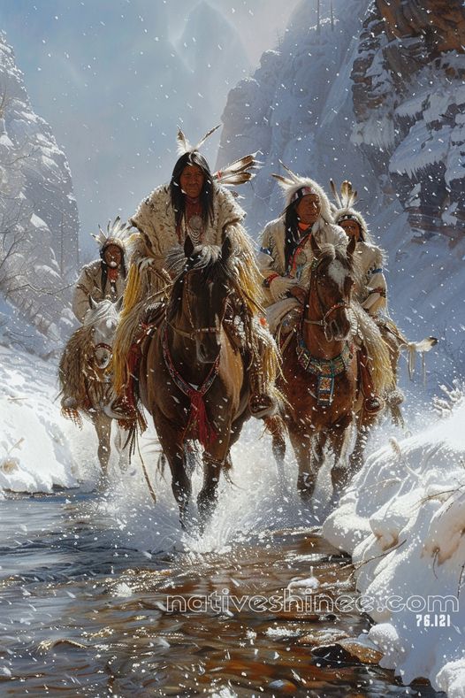 Riders Through the Winter Passage Native American Canvas VA