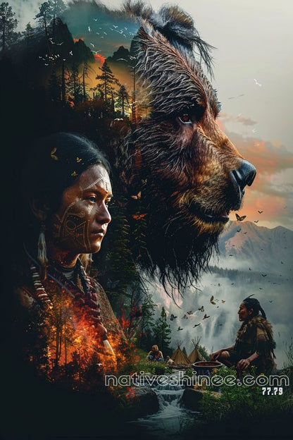 The Bear's Wisdom Native American Canvas VA