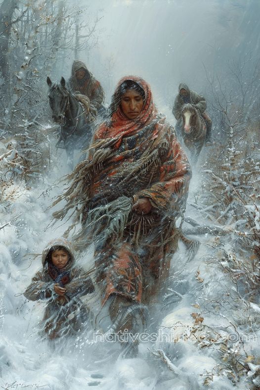 Endurance Through Winter’s Bite Native American Canvas VA