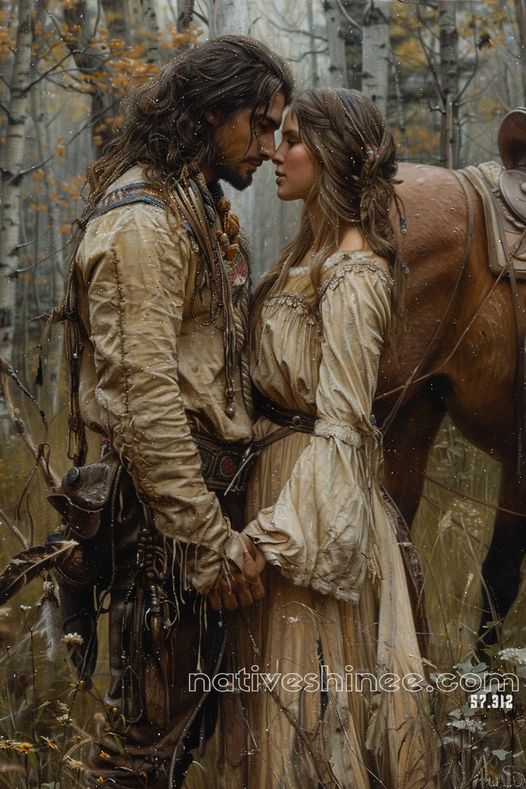 Whispers in the Woods: A Moment of Love Native American CanvaS