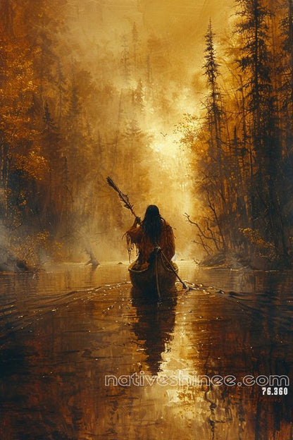 Journey Through the Golden Mist Native American Canvas