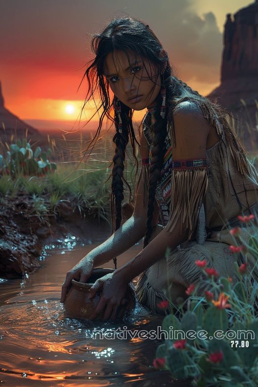 Sunset Reflections Native American Canvas