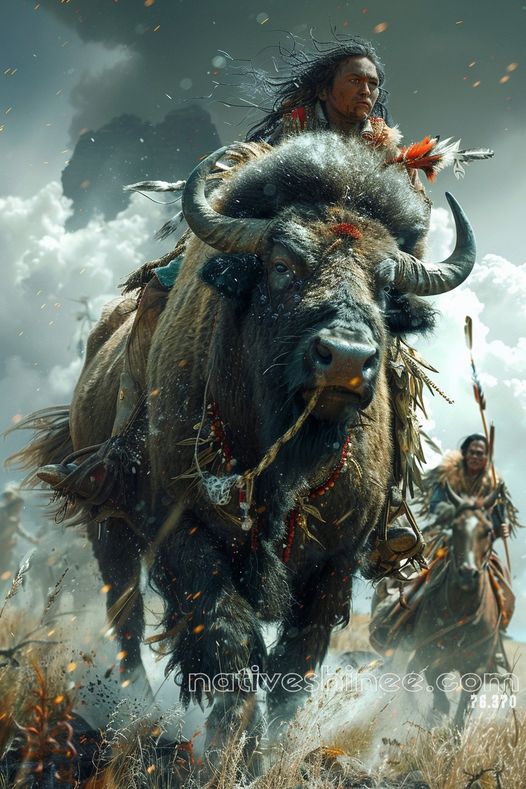 Riding with the Thunder of the Buffalo Native American CanvaS