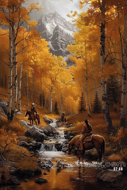 Journey Through Golden Valleys Native American Canvas