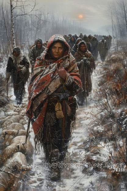 Endurance on the Winter Trail Native American Canvas