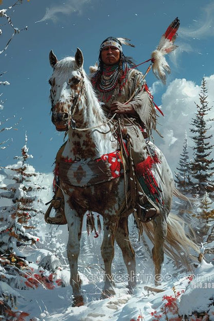 Guardian of the Winter Plains Native American Canvas