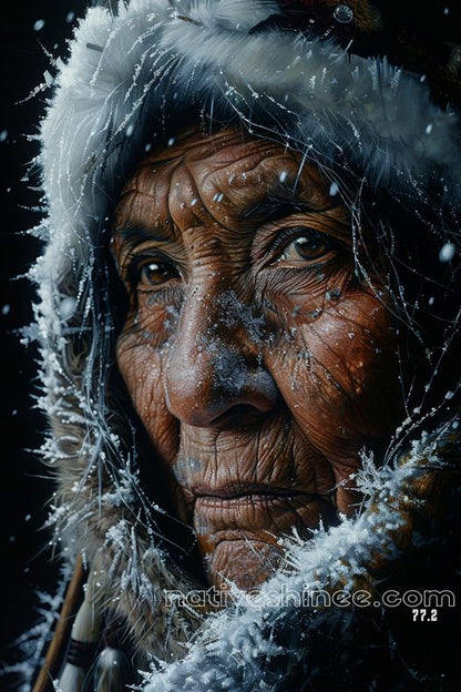 Wise Eyes of Winter Native American Canvas