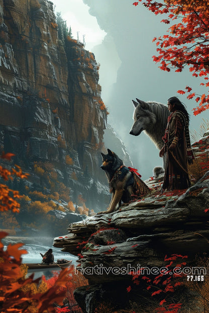 The Wolves Native American Canvas